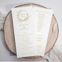 Elegante Crista Vintage Ouro Casamento Clássico