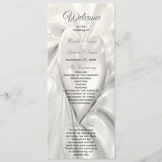 Programa Elegante de Casamento com Creme Branco (Frente)