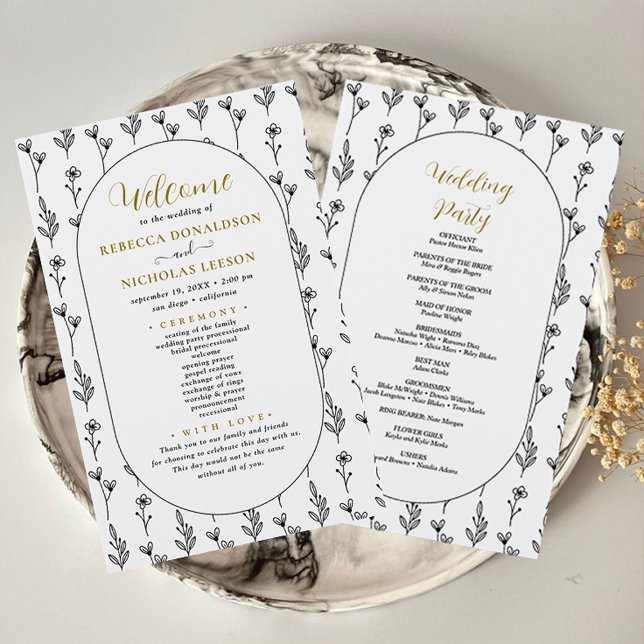 Programa Elegante De Casamento De Caligrafia (Minimal Wedding Program)