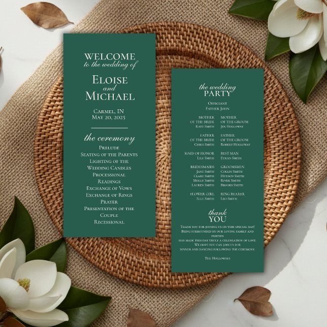 Programa Elegante de Casamento de Caligrafia Minim (Elegant Minimalist Calligraphy Wedding Program)
