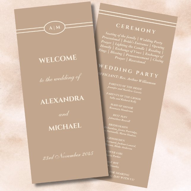 Programa Elegante de Casamento de Creme de Monogra (Criador carregado)