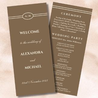 Programa Elegante de Casamento de Creme de Monogra