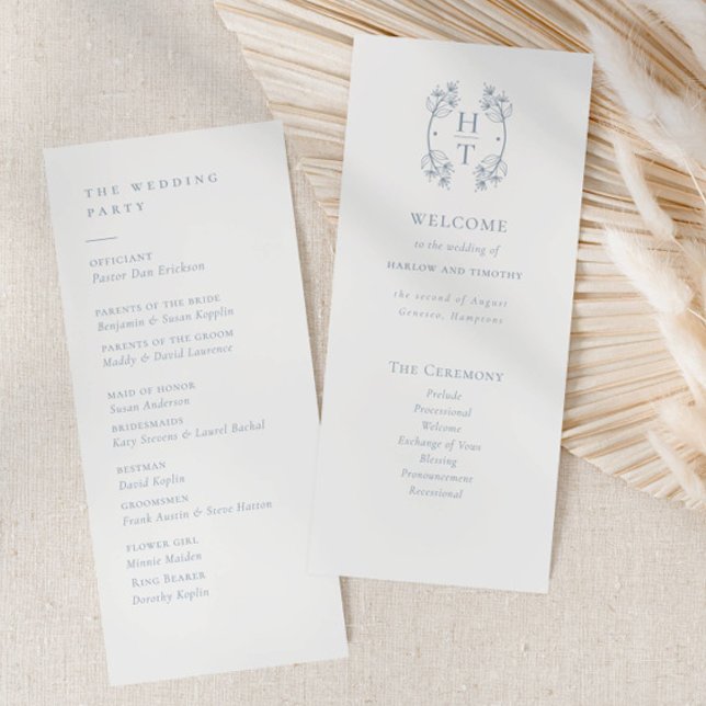 Programa Elegante de Casamento de Crest Monogramas (Criador carregado)