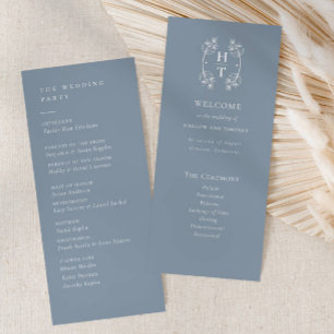 Programa Elegante de Casamento de Crest Monogramas