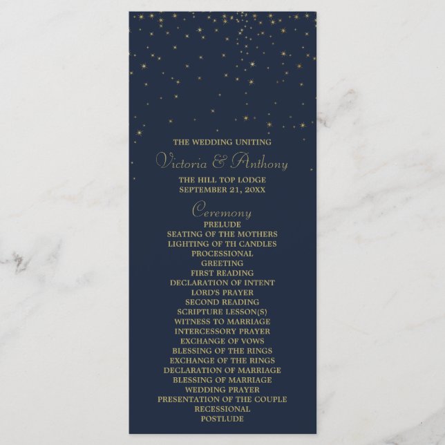 Programa Elegante de Casamento de Estrelas Marinho (Frente)