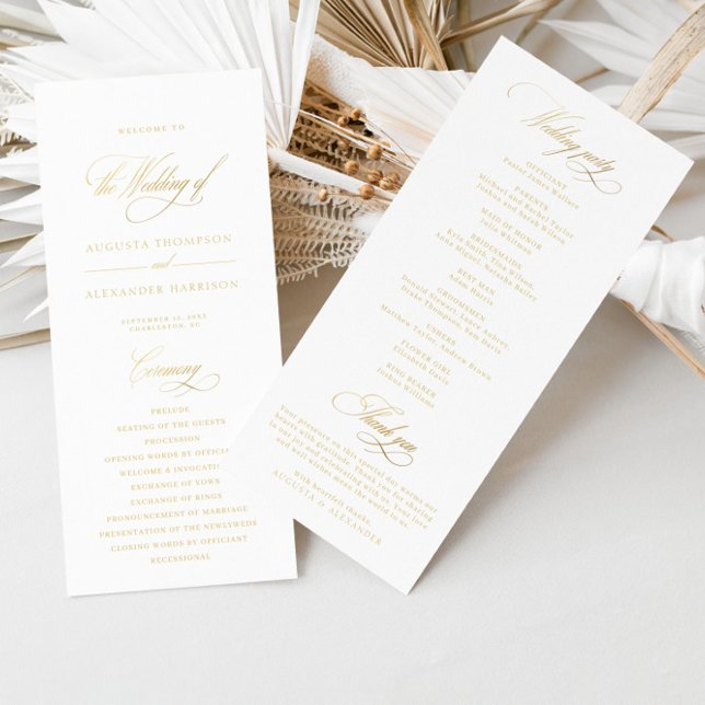 Programa Elegante de Casamento de Imitação Dourada (Elegant Classic Gold Imitation Wedding Program)