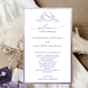Programa Elegante de Casamento de Púrpura em Monog