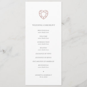 Programa Elegante de casamento do coração do rosa