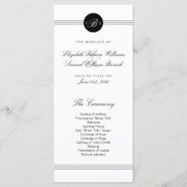 Programa Elegante de Casamento do Monograma Branco