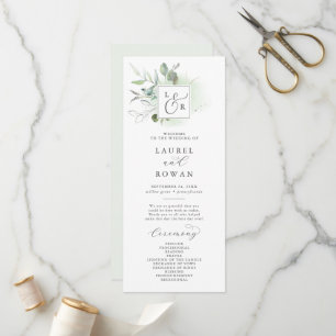 Programa Elegante de Casamento do Monograma Verde