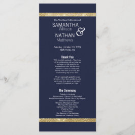 Programa Elegante de Casamento Dourado Azul do Mar