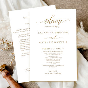 Programa Elegante de Casamento Dourado da Caligraf