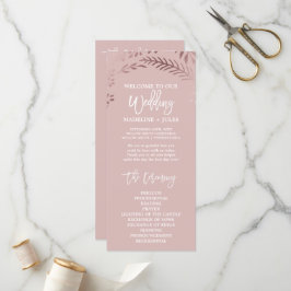 Programa Elegante de Casamento Dourado e Rosa