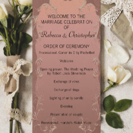 Programa Elegante de Casamento Dourado Rosa