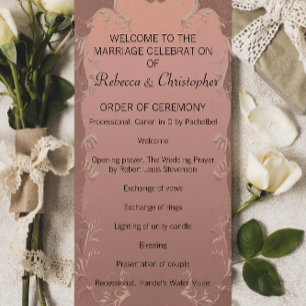 Programa Elegante de Casamento Dourado Rosa