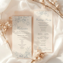 Programa Elegante de Casamento Floral Blue Toile