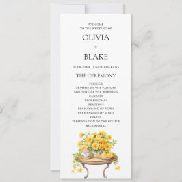 Programa Elegante de Casamento Floral Branco e Ama