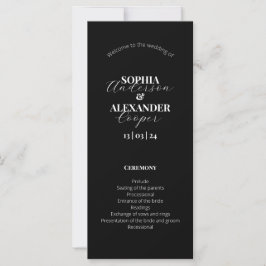 Programa Elegante de Casamento Mínimo a Preto e Br