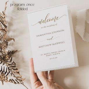 Programa Elegante de Casamento Mínimo e Dourado