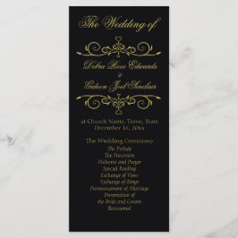 Programa Elegante de Casamento Negro e Florescente