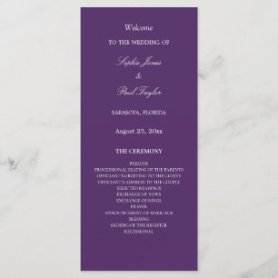 Programa Elegante de Casamento Roxo Escuro