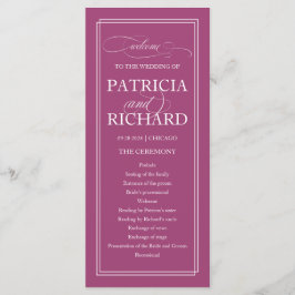 Programa Elegante de Casamentos de Cassis Rosa