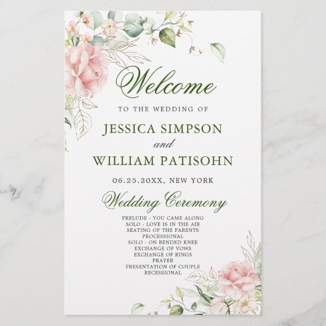 Programa Elegante de Cerimônia de Casamento Eucaly (Frente)