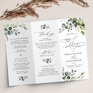 Programa Elegante de Cerimônia de Casamento Verde