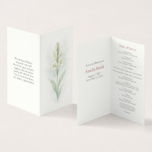 Programa Elegante de Ordem Funeral Tuberose