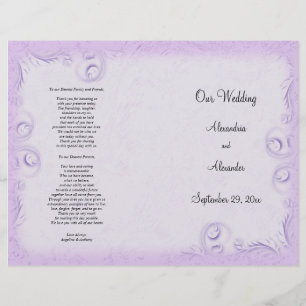 Programa elegante do casamento de Scrollwork do