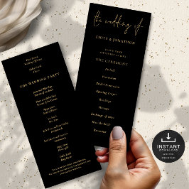 Programa Elegante Dourado de Casamento Negro