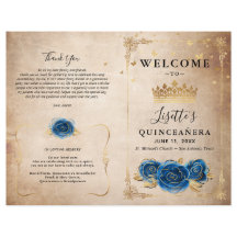 Programa Elegante Dourado e Royal Blue Quinceanera