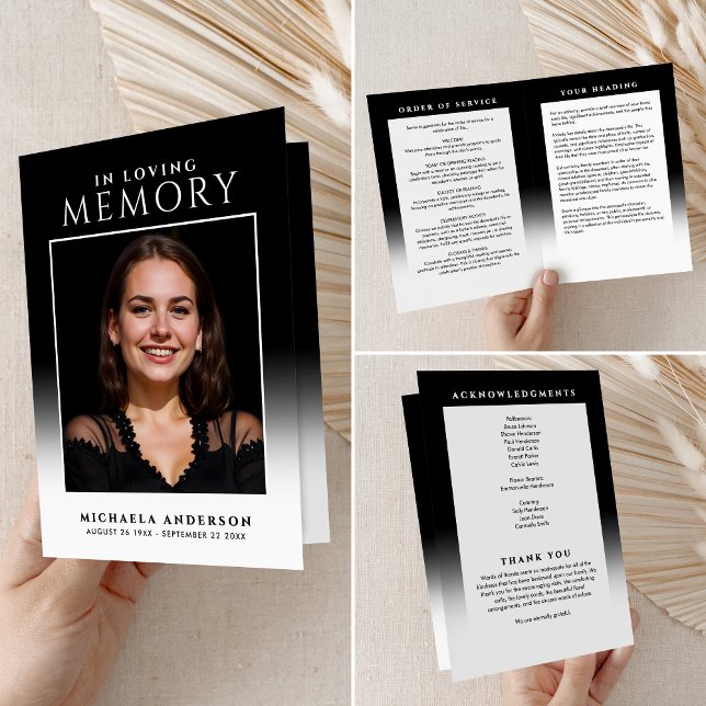 Programa Elegante Em Memória Amorosa Foto Funeral/Memorial (Criador carregado)