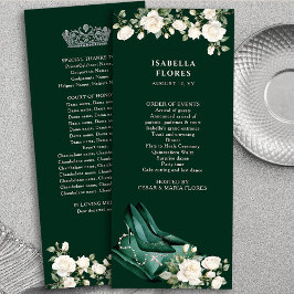 Programa Elegante Emerald Green Quinceanera Tiara e Rosas