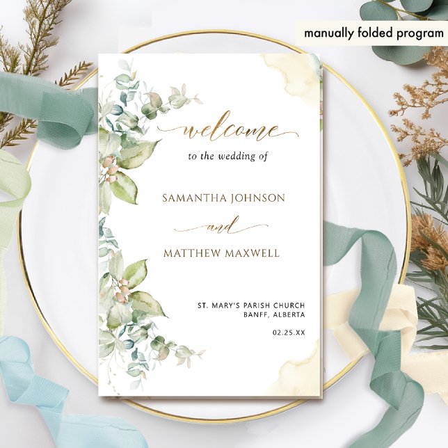 Programa Elegante Eucalyptus Greenery de Casamento (Criador carregado)
