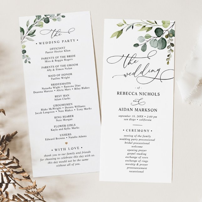 Programa Elegante Eucalyptus Greenery Weding (Criador carregado)