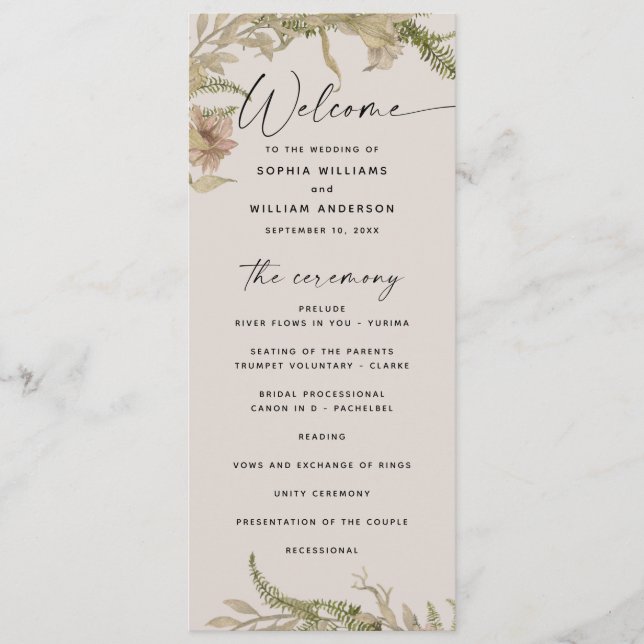 Programa Elegante Floral & Fern Wedding | Jardim Botânico (Frente)