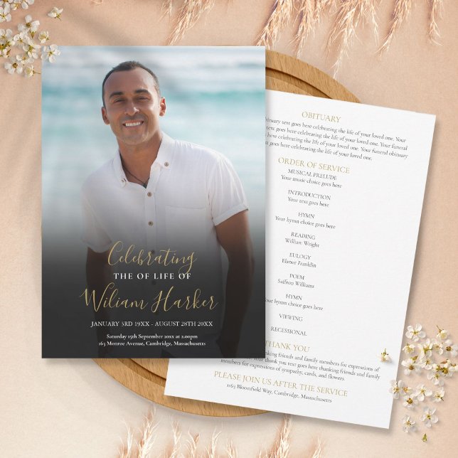 Programa Elegante Funeral Photo Order Of Service (Criador carregado)