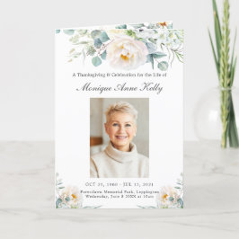 Programa Elegante Ivory Peony Floral Greenery Foto Funeral