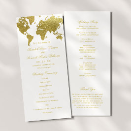 Programa Elegante Mapa Mundial Dourado Casamento