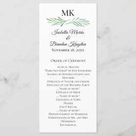 Programa Elegante Monograma de Casamento Verde