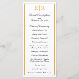Programa Elegante Monograma Formal Dourado Casamento