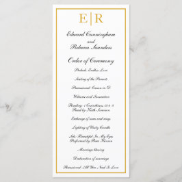 Programa Elegante Monograma Formal Dourado Casamento