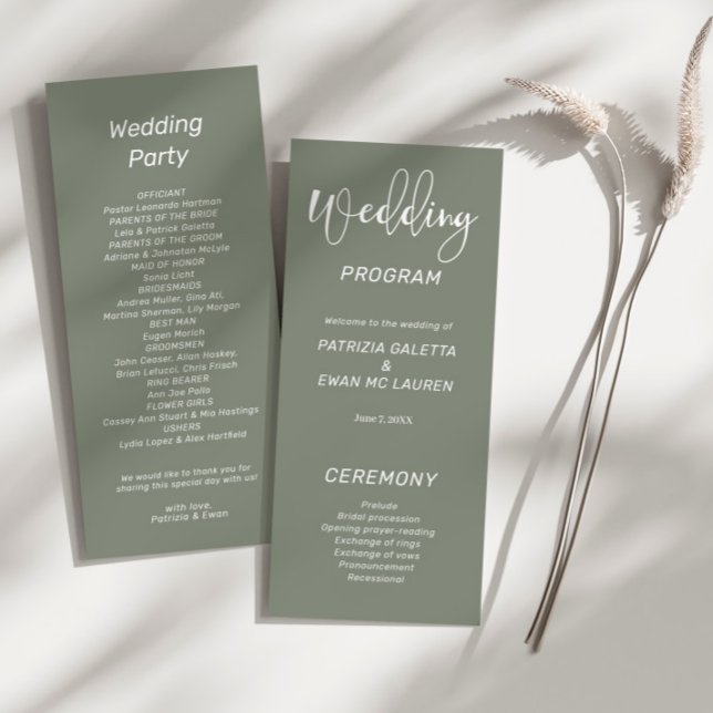 Programa Elegante Olive Green Wedding Flat (Criador carregado)