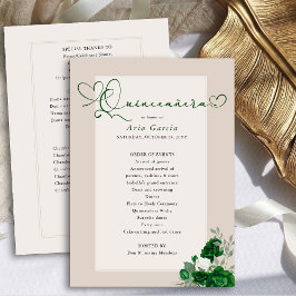 Programa Elegante Quinceanera Emerald Green Rosas