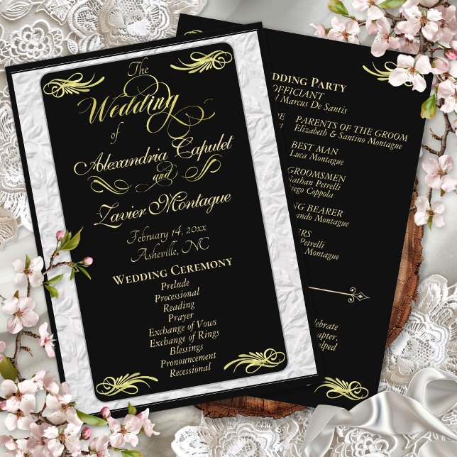 Programa Elegante Roteiro de Ouro em Cerimônia de Casamento (Criador carregado)