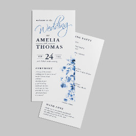 Programa Elegante Roteiro Floral Toile Azul Francês Casamen