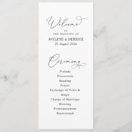Programa elegante roteiro preto e branco casamento