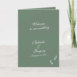 Programa Elegante Sage Green Script Wedding Order