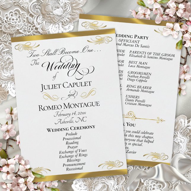 Programa Elegante Script - Casamento Pérola Branca/Dourado (Criador carregado)